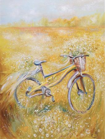 Миниатюра: Велосипед в цветущих полях