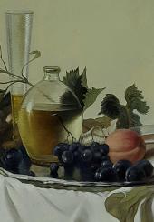 Миниатюра изображения: Натюрморт с персиками и виноградом №3