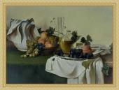 Миниатюра изображения: Натюрморт с персиками и виноградом №4
