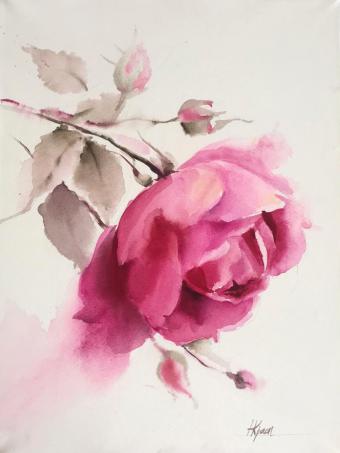 Лот №100 Картина: Роза с бутонами