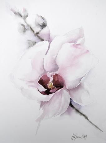 Лот №101 Картина: Орхидея белая