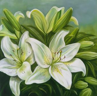 Лот №130 Картина: Белые лилии