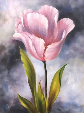 Лот №142 Картина: Розовый тюльпан