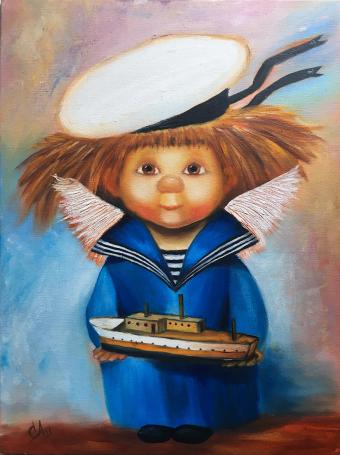 Лот №165 Картина: Ангел с корабликом