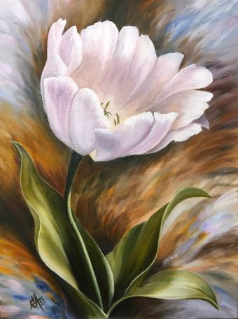 Лот №224 Картина: Нежно-розовый тюльпан