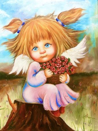 Лот №295 Картина: Ангел с корзиночкой