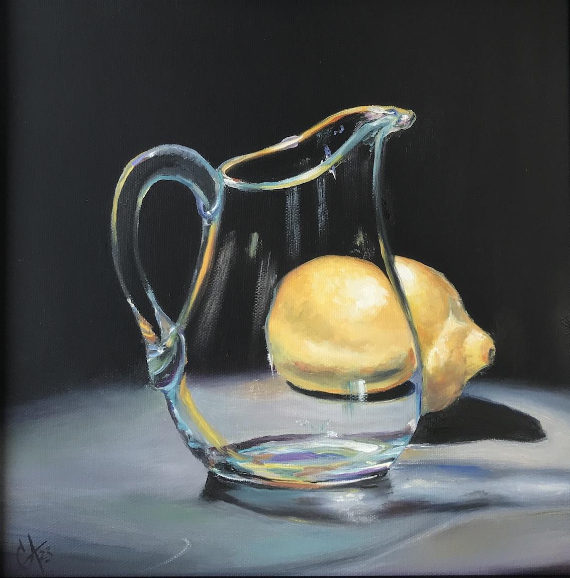 Картина: Стеклянный кувшин с лимоном. Изображение №1