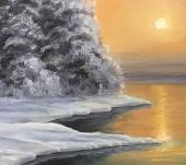 Миниатюра изображения: Зимний закат на озере №2