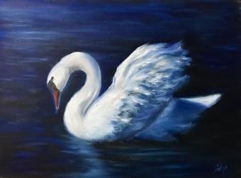 Лот №141 Картина: Белый лебедь