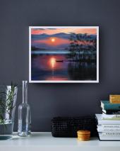 Миниатюра изображения: Яркий закат на озере №2