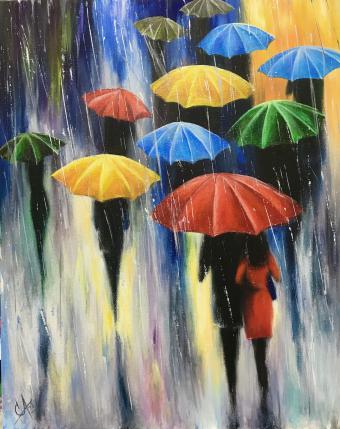 Лот №202 Картина: Цветные зонтики