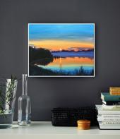 Миниатюра изображения: Оранжевый закат на озере №4
