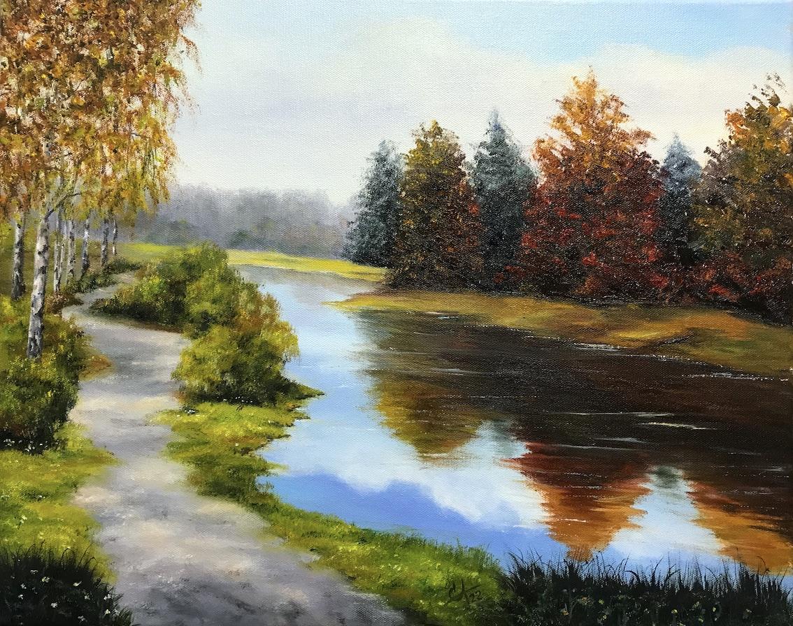 Картина: Ранняя осень у реки. Изображение №1