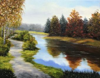 Лот №319 Картина: Ранняя осень у реки