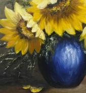 Миниатюра изображения: Подсолнухи в синей вазе №2